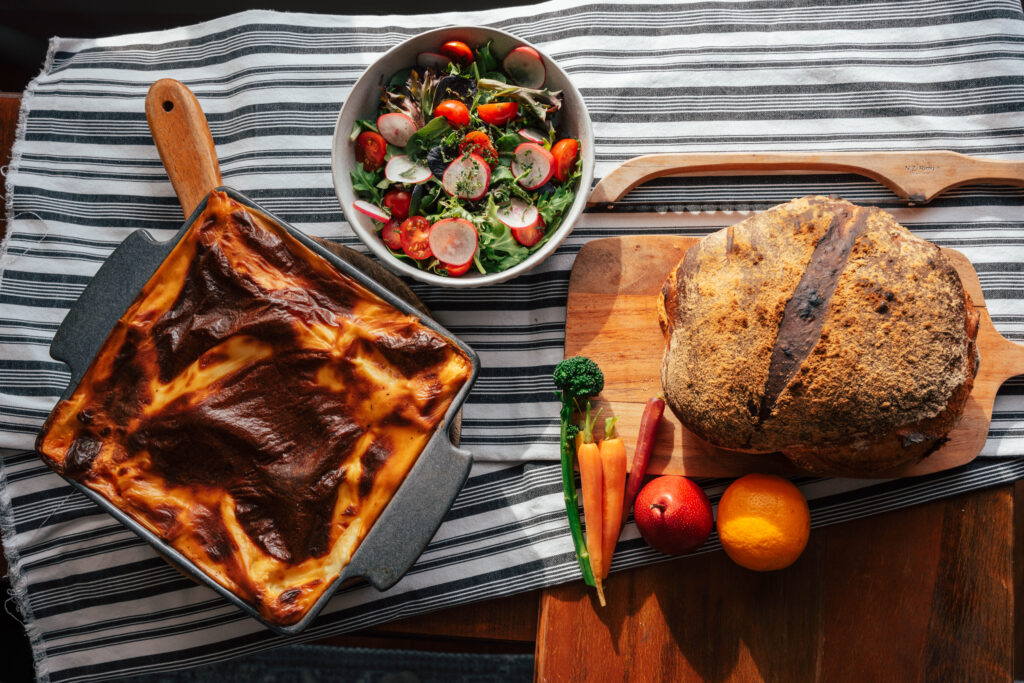 Vegetarian lasagne dinner at The Nenthorn Farmhouse