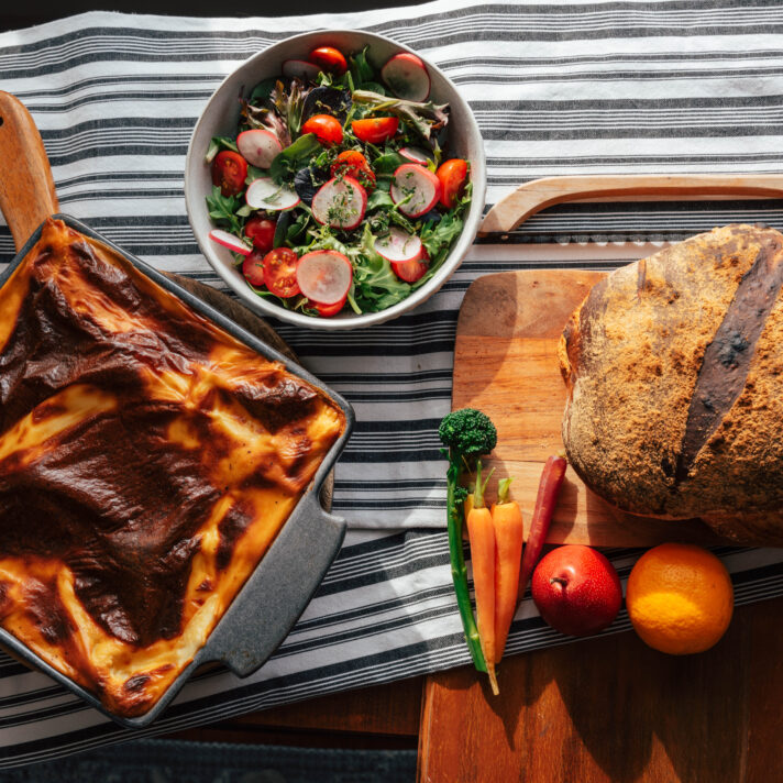 Vegetarian lasagne dinner at The Nenthorn Farmhouse